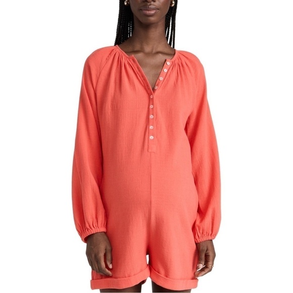 NWT HATCH Long Sleeve Coral Maternity Romper Sz L - Picture 5 of 7